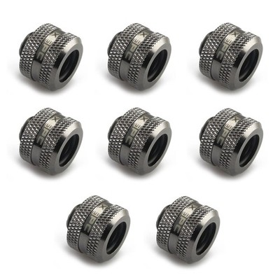 XSPC G1/4 bis 14 mm Starrer Schlauch Dreifachdichtung Fitting - Schwarz Chrom (8er Pack)