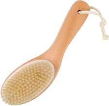 Dry Brushing Body Brush, Natural Boar Bristles Body Scrubber for Bath, Wooden Ha