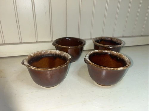 Set Of 4 Hull USA Brown Drip Ramekin/Custard Cups 2 1/2” . Set Of 4.