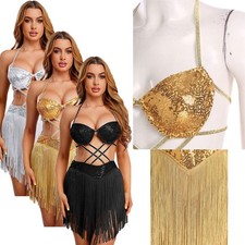 Womens Costume Carnival Outfits Dance 2Piece Birthday Set Long Oversleeve Rave