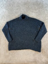 LOFT Sweater XS Blue Pullover Wool Blend Mock Neck Oversized Boxy Casual F449