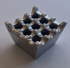 Vintage MCM 9 Hole Swedish Style Cigar Aluminum Ashtray Trinket W/ Lid