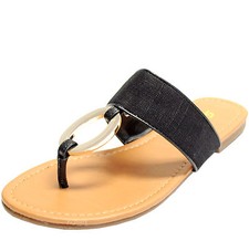 New women's shoes sandals black gold buckle t strap casual summer open toe