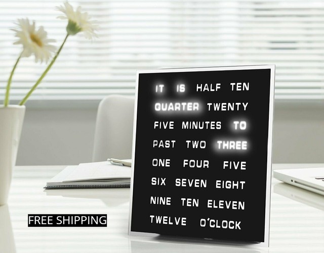 Word Clock Led Light Up Black Electronic Display Home And Office