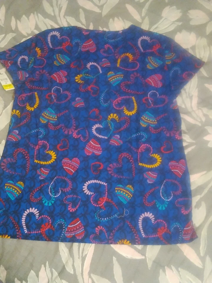 Scrubs Top L Women hearts 3 Packets New Medical Blue Work Blouse Nursling - Image 4 of 4