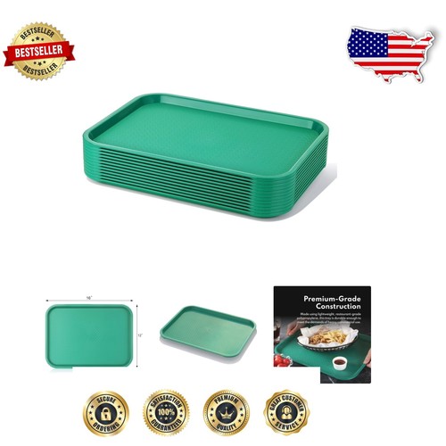 Casual Green Plastic Tray Set of 12 - 12x16-Inch Lightweight Dining Solution