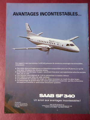 1/1986 PUB SAAB FAIRCHILD 340 AIRCRAFT REPUBLIC EXPRESS SE-E27 FRANZÖSISCHE ANZEIGE