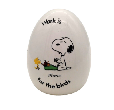 Vintage Peanuts Ceramic Egg Snoopy Woodstock 