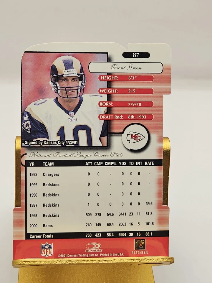 2001 Donruss Elite Aspirations Die-Cut /90 Trent Green #87 St Louis Rams Rare - Image 2 of 2