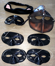 LARGE LOT HALLOWEEN BLACK EYE MASKS CAT EARS HEADBAND LATEX BOYS MASK CLEAN  