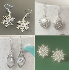 925 Sterling Silver Stud or Drop Dangle Earrings in Free Velvet Gift Pouches