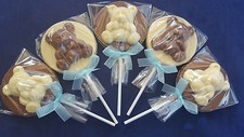 BABY SHOWER/CHRISTENING BLUE teddy CHOCOLATE LOLLIPOP/S/SWEET/FILLERS/FAVOURS