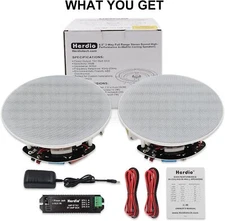 Herdio 6.5" 2 Way Bluetooth Ceiling Speakers 300W Flush Mount Stereo US