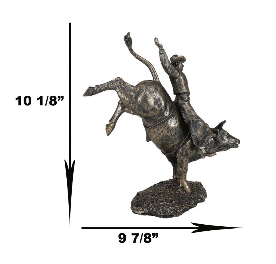 Bull Riding Statue Rustic Western Wild Rodeo Bull Rider Cowboy On Bucking Bull Decorative ...