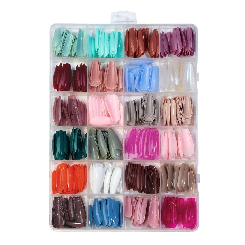 576Pcs Medium Square Press on Nails Colored Full Cover Fake Nails Fingernails - Image 2 of 4