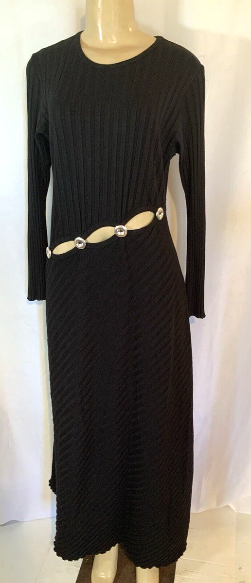 Simon Miller Dress Women Black Simm Knit Maxi Sweater Grommet