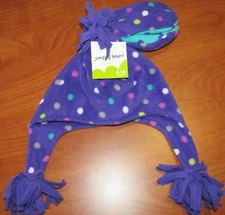 NEW JUMPING BEANS BABY GIRLS PURPLE WITH POLKA DOTS HAT & MITTENS SET 6-18M
