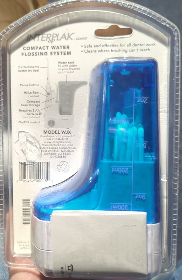 Interplak conair compact dental water jet flossing system model wjx