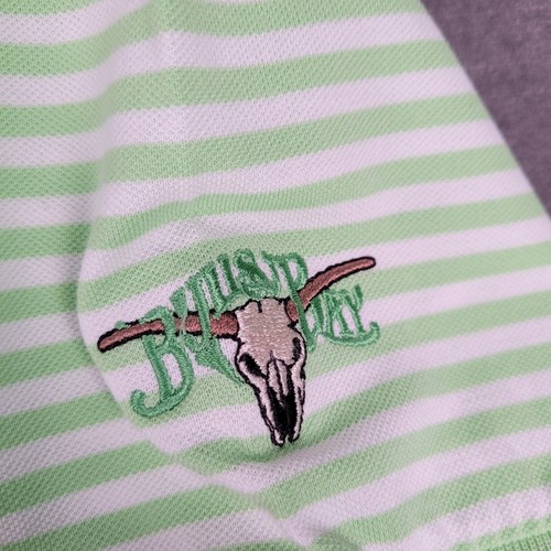 Polo Golf Ralph Lauren Striped Pima Cotton Skull Bulls Bay Logo Polo Shirt L - Picture 2 of 11