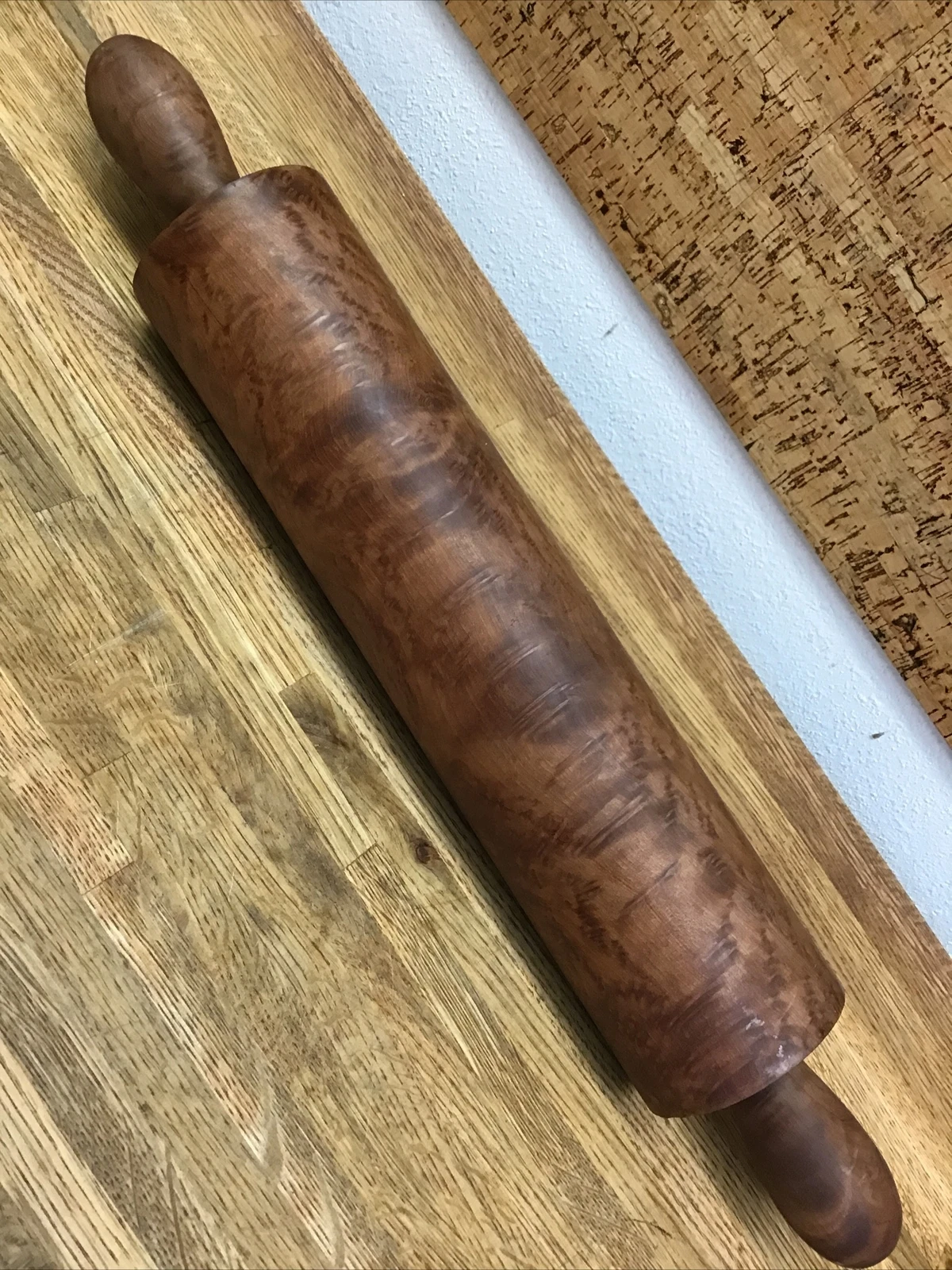 Solid Wood Rolling Pin. 21 1/2” Long 3 1/2” Dia. 14 1/4” Roller