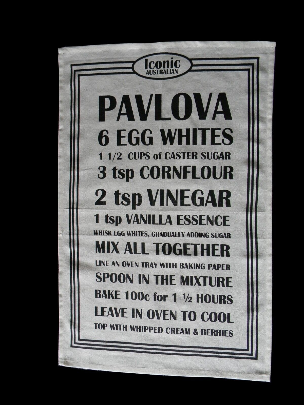 Australian Souvenir Iconic Kitchen Tea Towel Australia Pavlova Recipe