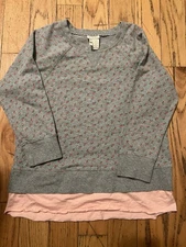 Matilda Jane Gray Pink Hello Lovely Comfy Layers Pullover Floral Sweatshirt S