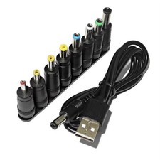 Universal Cable USB to DC5.5*2.1mm Jack 5V Charging Cord with 8 Selectable Conne