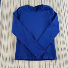 OQQ Shirt Womens Medium Blue Long Sleeve Seamless Athletic Compression Top