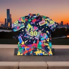 90's party shirt men's XXL short sleeve colourful shirt festival rave nightclub