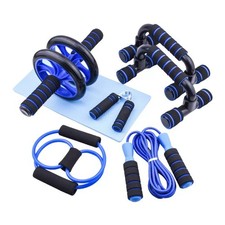 7PCS Ab Roller Dual-Wheel Core Trainer Non-Slip Abdominal Fitness Exercise Tool