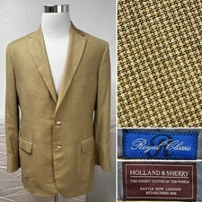 Holland & Sherry Savile Row Tom James Men's 40R Tan 2-Button Blazer Suit Jacket