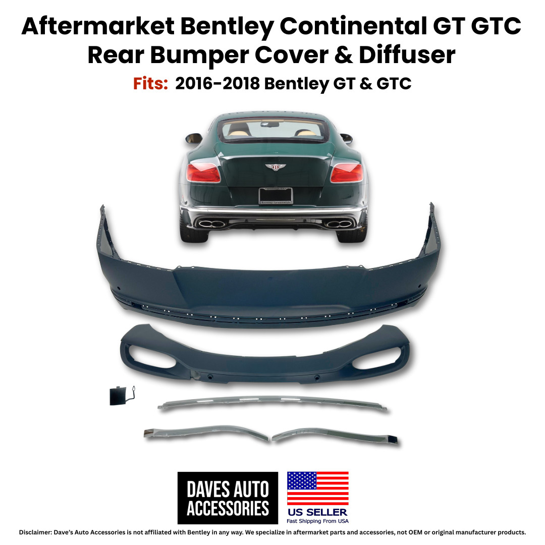 16-18 Bentley Continental GT Rear Bumper Diffuser Chrome Trim Set