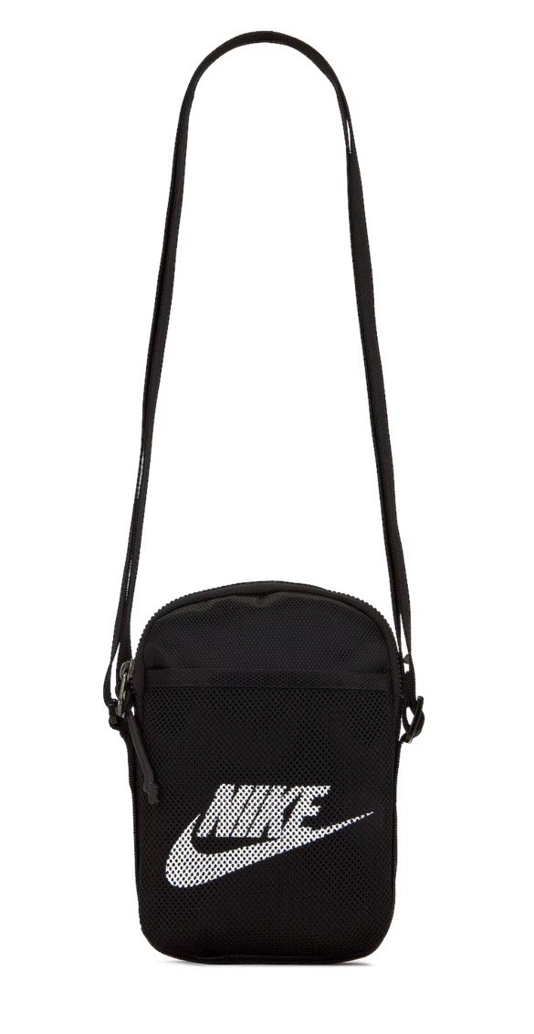 Nike Heritage Crossbody Sling Bag Unisex Small Black/White Mesh
