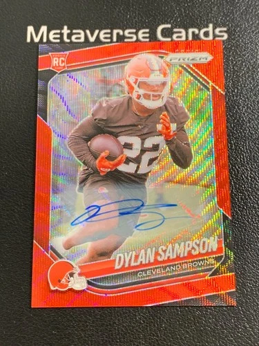 2025 Panini Prizm Dylan Sampson Red Wave Rookie RC Auto 037/149 Cleveland Browns