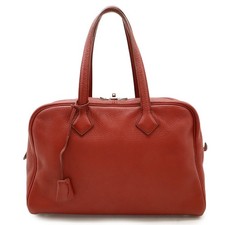Hermes Victoria 35 Boston Tote Bag Handbag Red Taurillon Clemence Leather 99