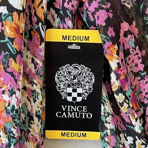 Vince Camuto Dress Womens Medium Black Floral Flowy Cottagecore NWT MSRP $79 - Picture 4 of 12