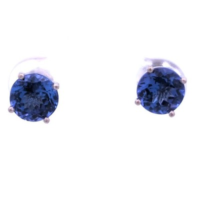 2.42CT 14K Gold Natural AAAA Grade Block D Tanzanite Stud Engagement Earrings 