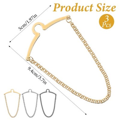 3 Packs Tie Chain for Men, Fashion Necktie One Size, Silver, Gold