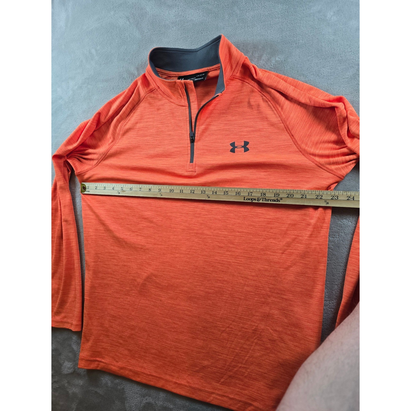 Under Armour Loose HeatGear Quarter 1/4 Zip Mens L Orange Pullover Long Sleeve thumbnail 5