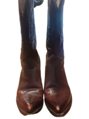 RARE  J Chisholm Western Cherry Brown Red Leather Cowboy Women Boot 7EE VINTAGE