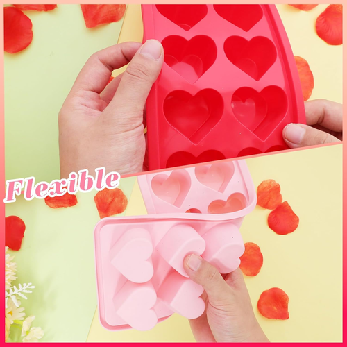 3 Pcs Heart Shaped Ice Cube Trays 10-Cavity Heart Shaped Silicone Molds Pink ... - Picture 6 of 12