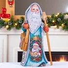 Wooden carved Santa Claus Figurine 9" Russian Santa Father Frost