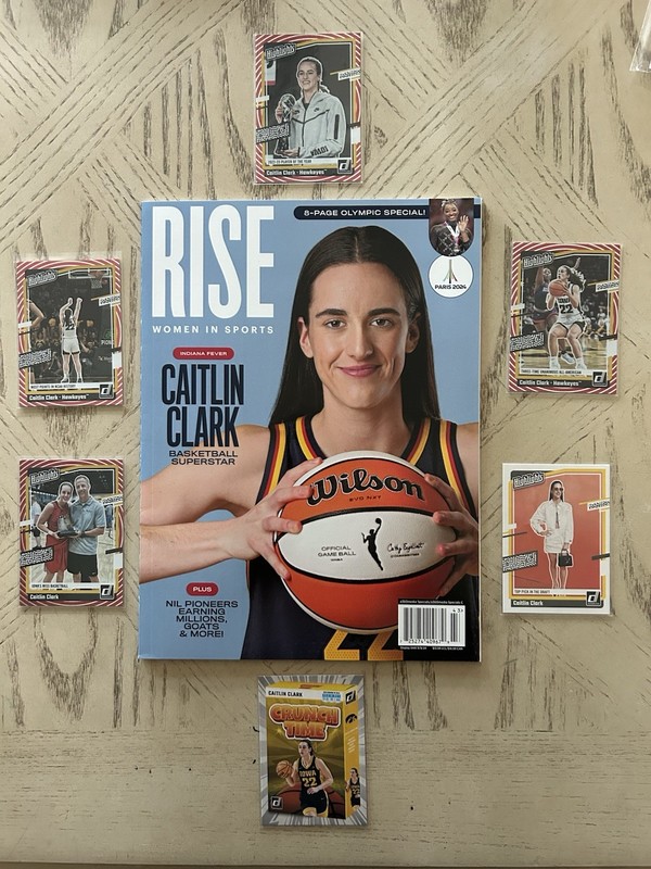 Caitlin Clark Rise Magazine And 6 Panini Cards