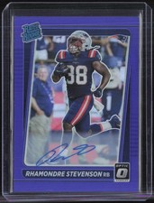 2021 Panini Donruss Optic Purple #327 Rhamondre Stevenson 11/25 Auto RC 