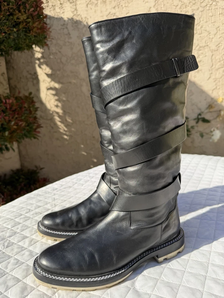 Jil Sander с ремешками из черной кожи высокий стриженный мех с подкладкой ботинки женский размер 36,5 6,5 - Изображение 2 из 4