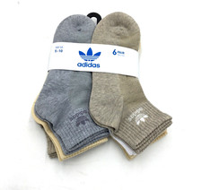 adidas Kids Moisture Wicking Six Pairs Ankle Socks in Wonder White Shoe Sz 5-10