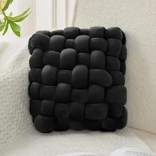 Black Square Knot Throw Pillow, Small Size Home Decorative Pillow, Decorative...