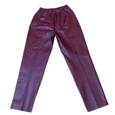 Vintage Pia Rucci Genuine Leather Pull-On Elastic Waist Tapered Hi-Rise Pants