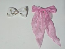 2 Pc Hair Accessories Set Pink Shimmer Bow Clip & Cute Bear Pearl Hair Bow