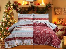 King Size Christmas Quilt Bedding Set: Rustic Lodge Deer Snowflake Cabin Home...